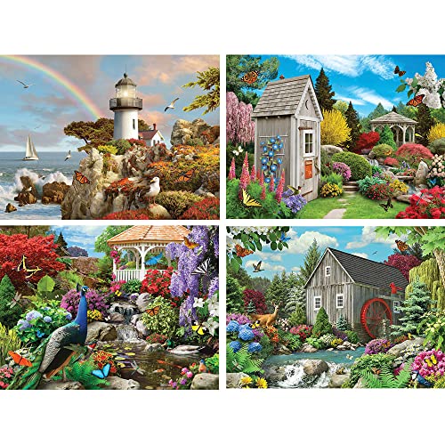 Bits and Pieces – 4-in-1 Multi-Pack - 1000 Piece Jigsaw Puzzles for Adults – 1000 pc Puzzle Set Bundle by Artist Alan Giana - 20