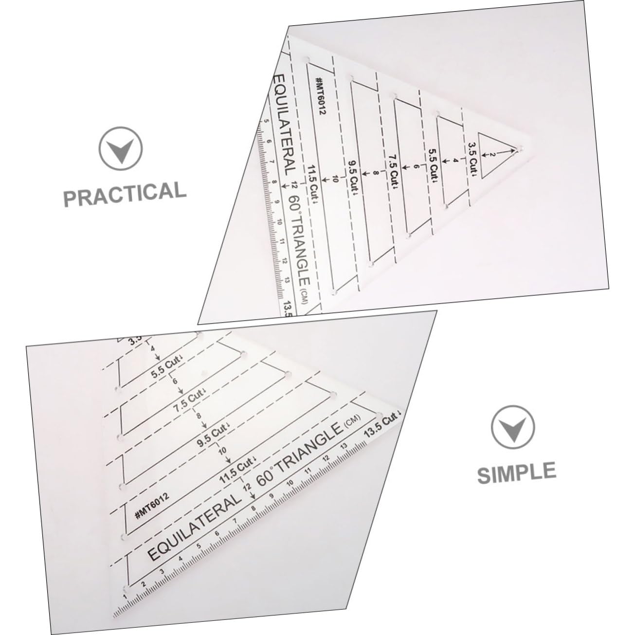 DOITOOL 3 Series Regla De Acolchado De Grados De Plantilla Transparente Patchwork Herramienta De Manualidades Y Proyectos De Acolchado 2 Piezas X 3