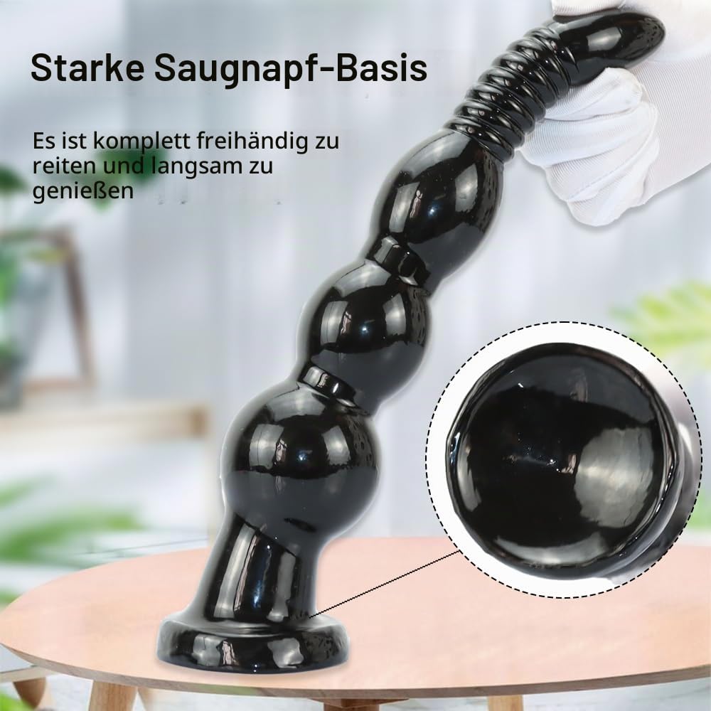 Jixaxe Riesen Analplug Analkugeln Mit Intervallperlen und Spiralperlen Analdildo mit Saugnapf Dildo Butt Plug Anal Prostata Massage Masturbator Fisting Erotik Sex Spielzeug für Frauen Männer Paare (L)