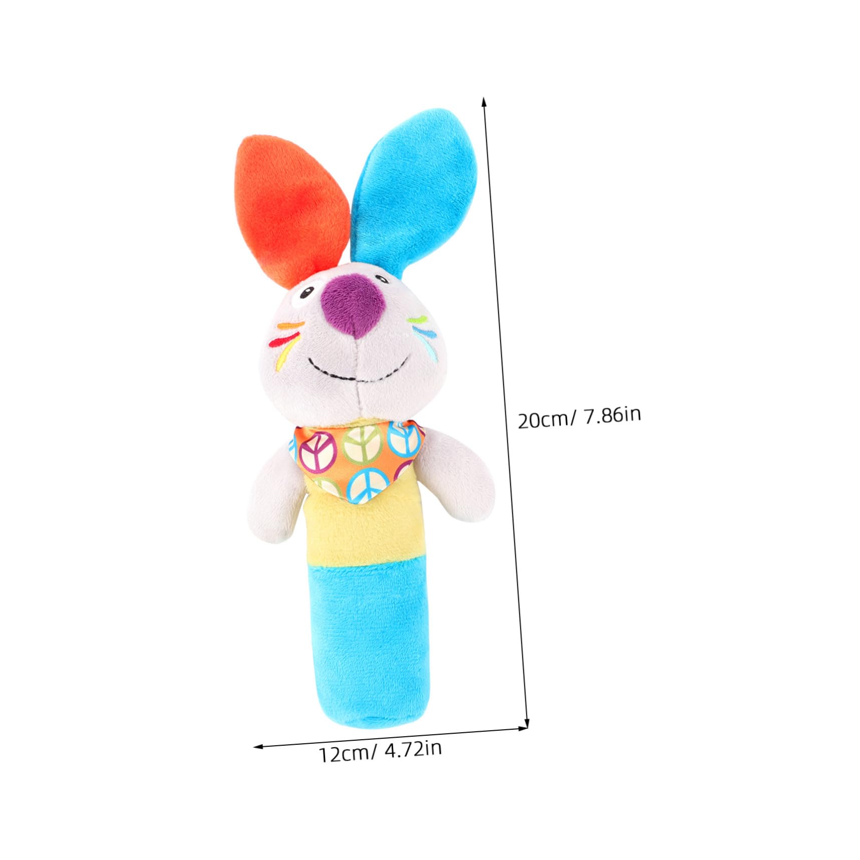 Jouet de Préhension en Peluche pour Bébés Forme D’animal Cartoon Bleu et Orange, Favorise L’exercice Main-œil et Émet un Son en Secouant