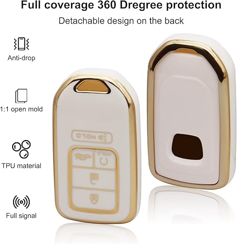 Vista 4 de SUNCARACCL for Honda Key fob Cover with Leather Keychain, Soft TPU Full Cover Protection Key Fob Case for Honda Accord Civic CRV Pilot Odyssey