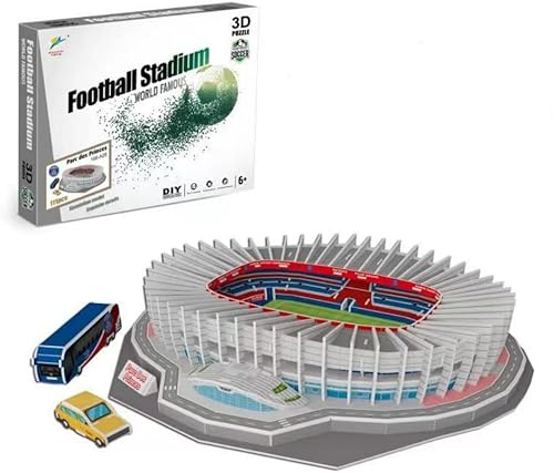 Miniatura 10 de Rompecabezas clásico de estadio de fútbol, rompecabezas 3D para clubes de fútbol, kit de rompecabezas de construcción de modelo de papel 3D, regalo
