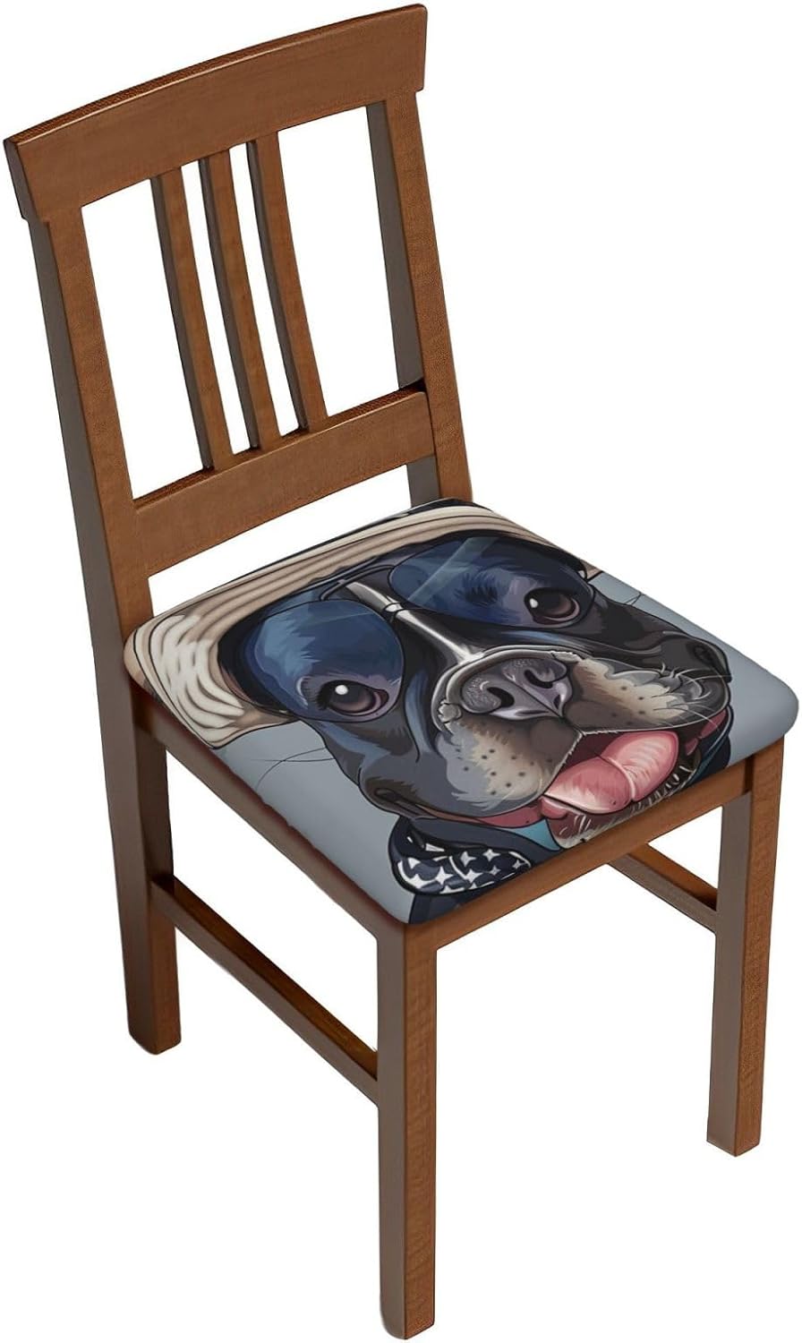 French Bulldog Art Print Square Cushion Covers 6 Pcs Set Elastic Non-Slip Seat Cushion Slipcovers Pet Furniture Protectors for Chair, Sofa