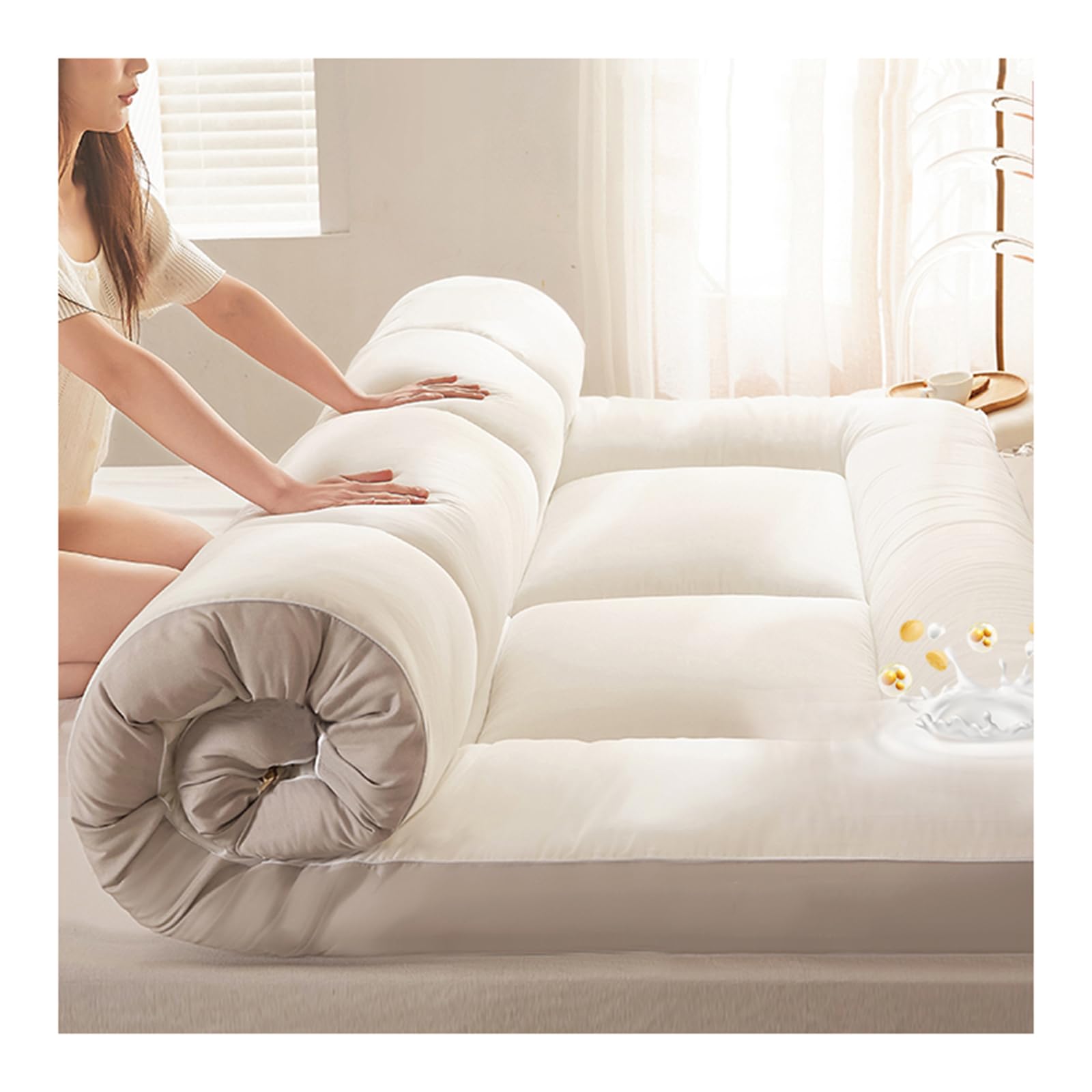 Grueso Colchón Futón Japonés Acolchado, Plegable Colchón de Piso, Grandes Futón Japonés Enrollable Colchoneta Dormir Suelo Tatami, Futon Plegable-Tatami Japones,C,100x200cm/39x79in