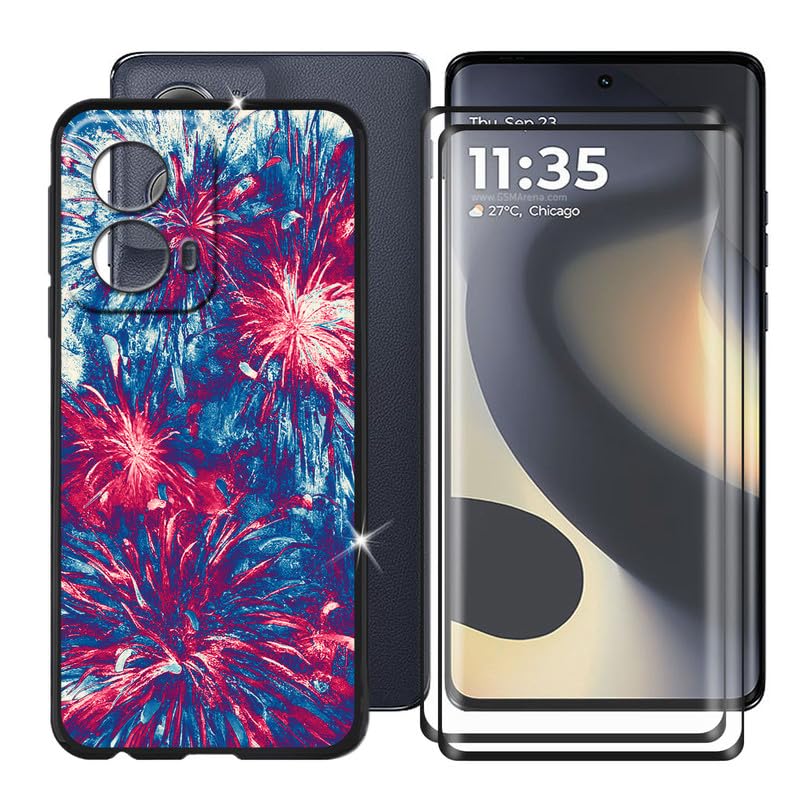 Cover Per Motorola Edge 2024 Con Pellicola In Vetro Temperato - Custodia TPU Morbida Antiurto, Nero