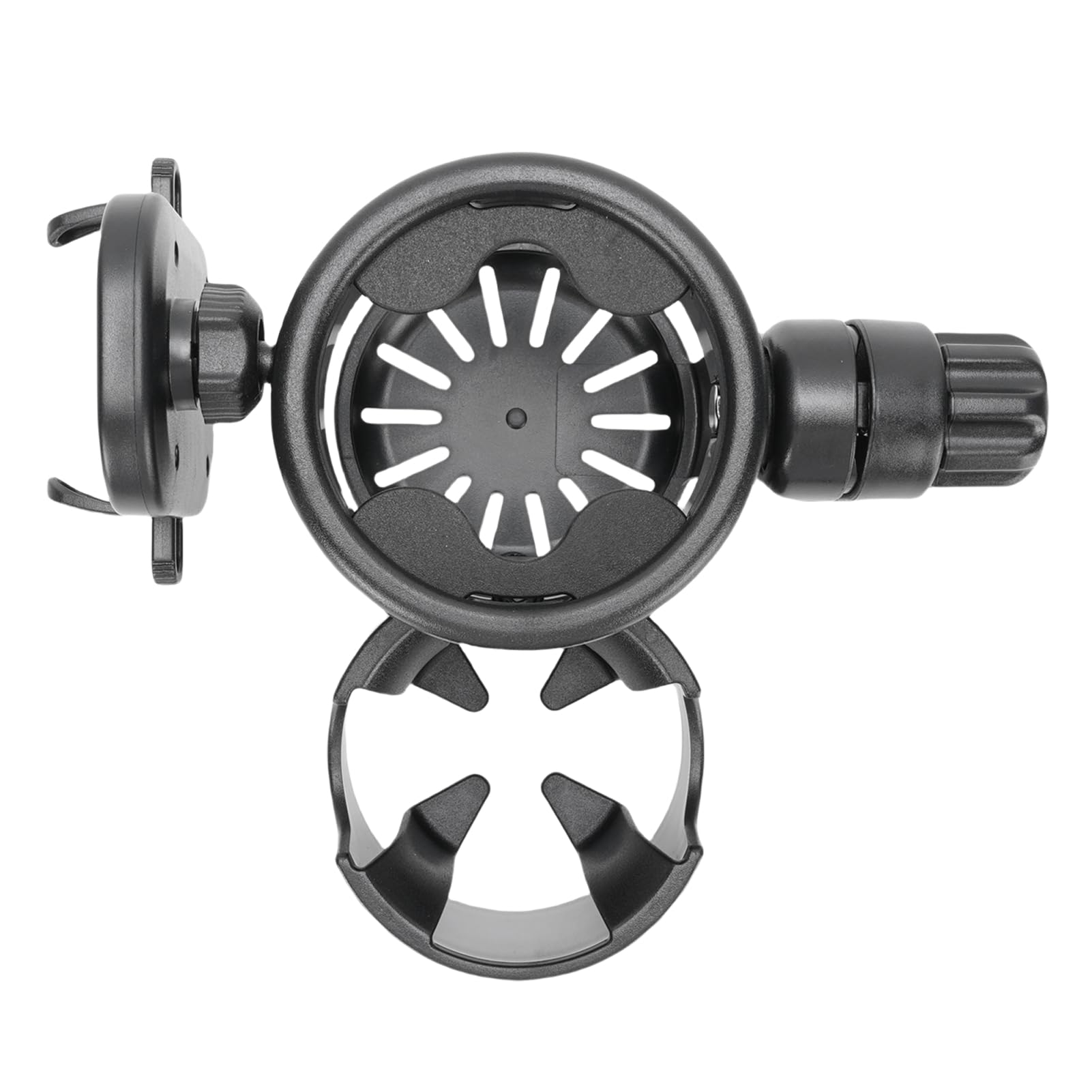Porte gobelet Universel pour Poussette avec Support téléphone Rotatif à 360 degrés, Support Multifonction pour Bouteille, gobelet et téléphone, Compatible avec la Plupart (Noire)
