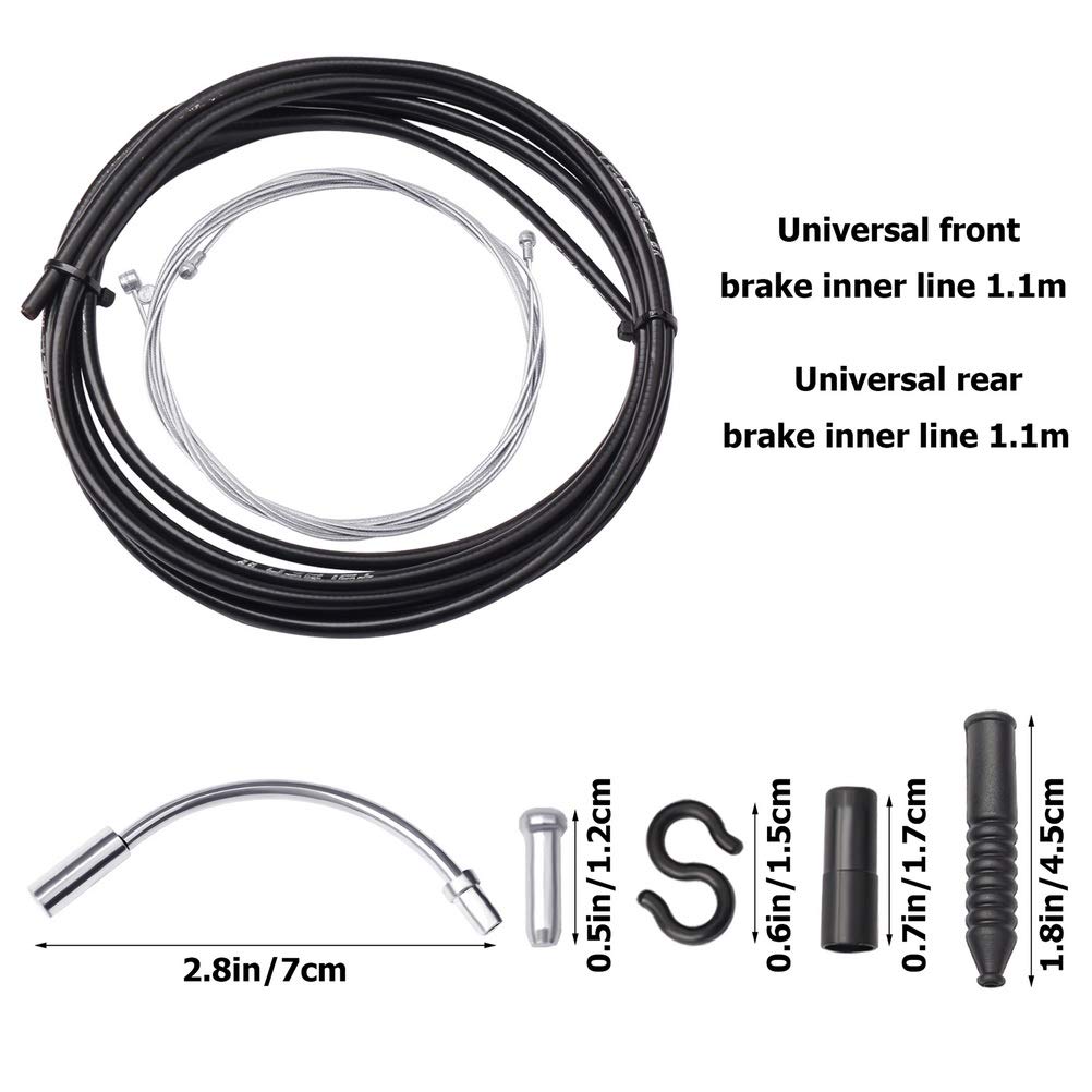nuoshen Set di cavi del freno per bicicletta, corda del freno posteriore della bicicletta, set con collettore del freno da 2 V (90 gradi) per mountain bike, bici da corsa e bici