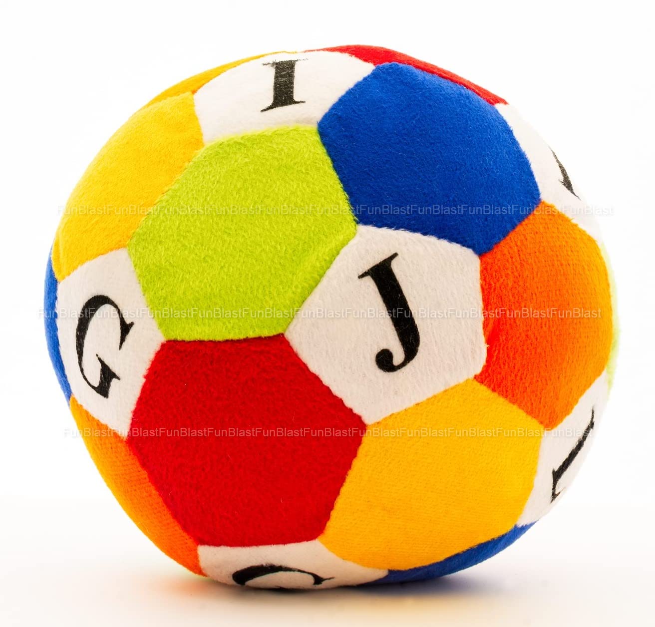 FunBlast Soft Ball for Baby - Soft Plush Ball for Baby with Rattle Sound, Plush Rattle Ball for Babies, Rattle Ball for Kids Ball Toys for Kids, Football for Kids – 15 cm (Alphabet)