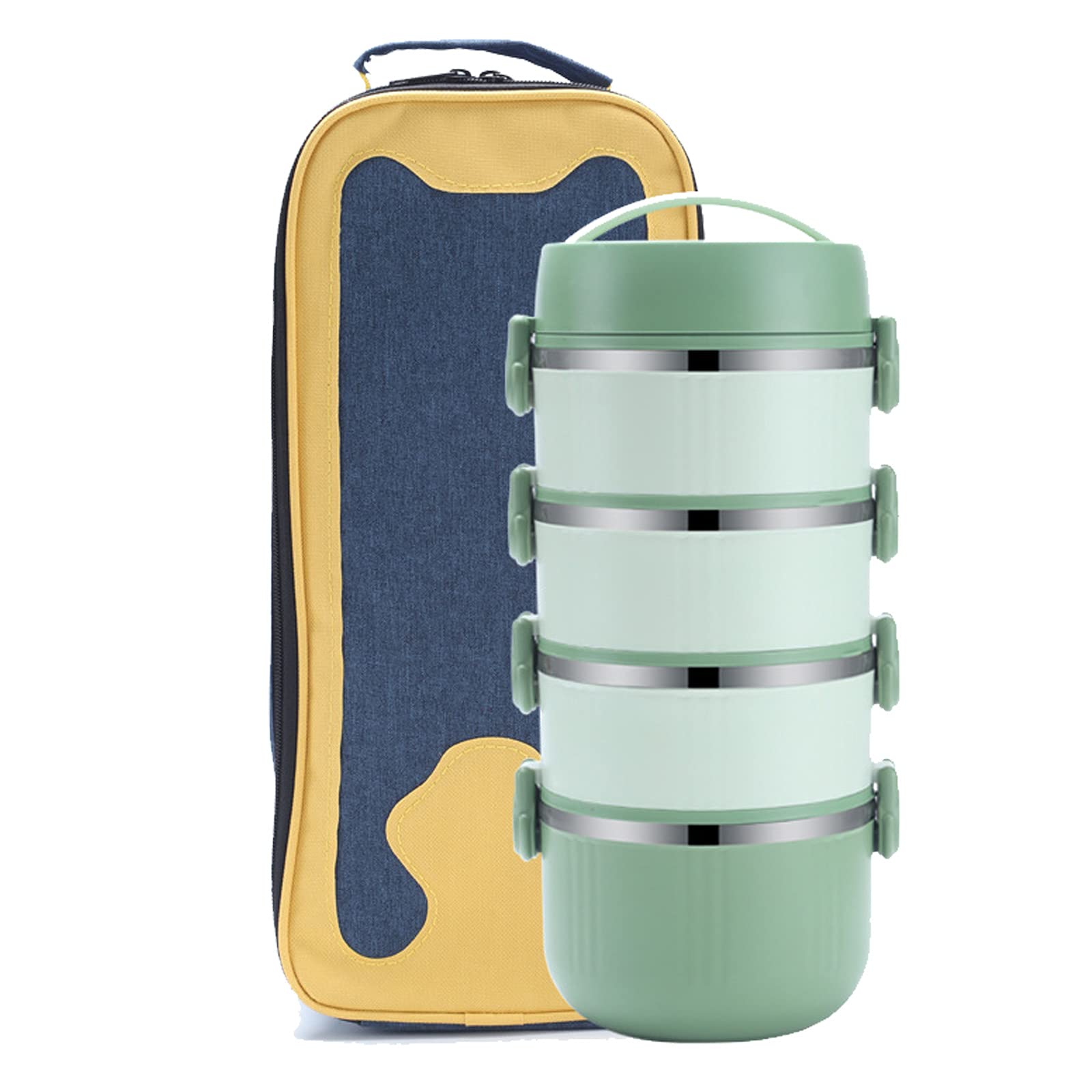 Fiambrera térmica de 4 Niveles con Bolsa para el Almuerzo: Mantiene la Comida Caliente o fría para niños, Adultos, la Escuela, la Oficina, los picnics y los Viajes. Colo