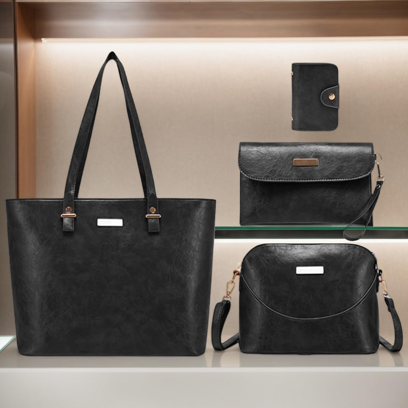 Set Di Borse Tote Custodia Portaoggetti Leggera Idrorepellente | Set da 4 Cartelle Per Riunioni di Lavoro, Campus Universitario, Pendolarismo, Viaggi di Lavoro e Weekend Fuori Porta