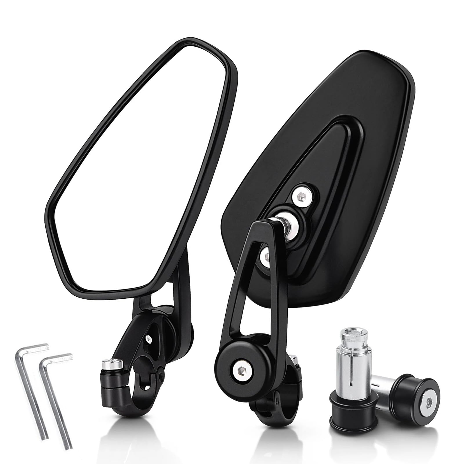 Rétroviseur Moto Universel 7/8", Retroviseur Moto Embout de Guidon d'aluminium CNC, Rétroviseur Latéral HD pour XJ6 MT01 MT03 MT07 MT09 FZ09 SV100 Scooters Cruiser (Blanc)