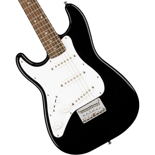 Squier Mini Stratocaster Electric Guitar, with 2-Year Warranty, Black, Laurel Fingerboard, Left-Handed