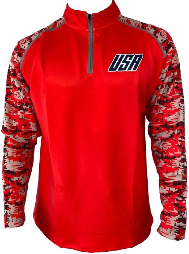 USA Patriotic Men's Quarter-Zip Long Sleeve Shirt for All-Day Comfort - Men's Shirts with Digital Camo & American