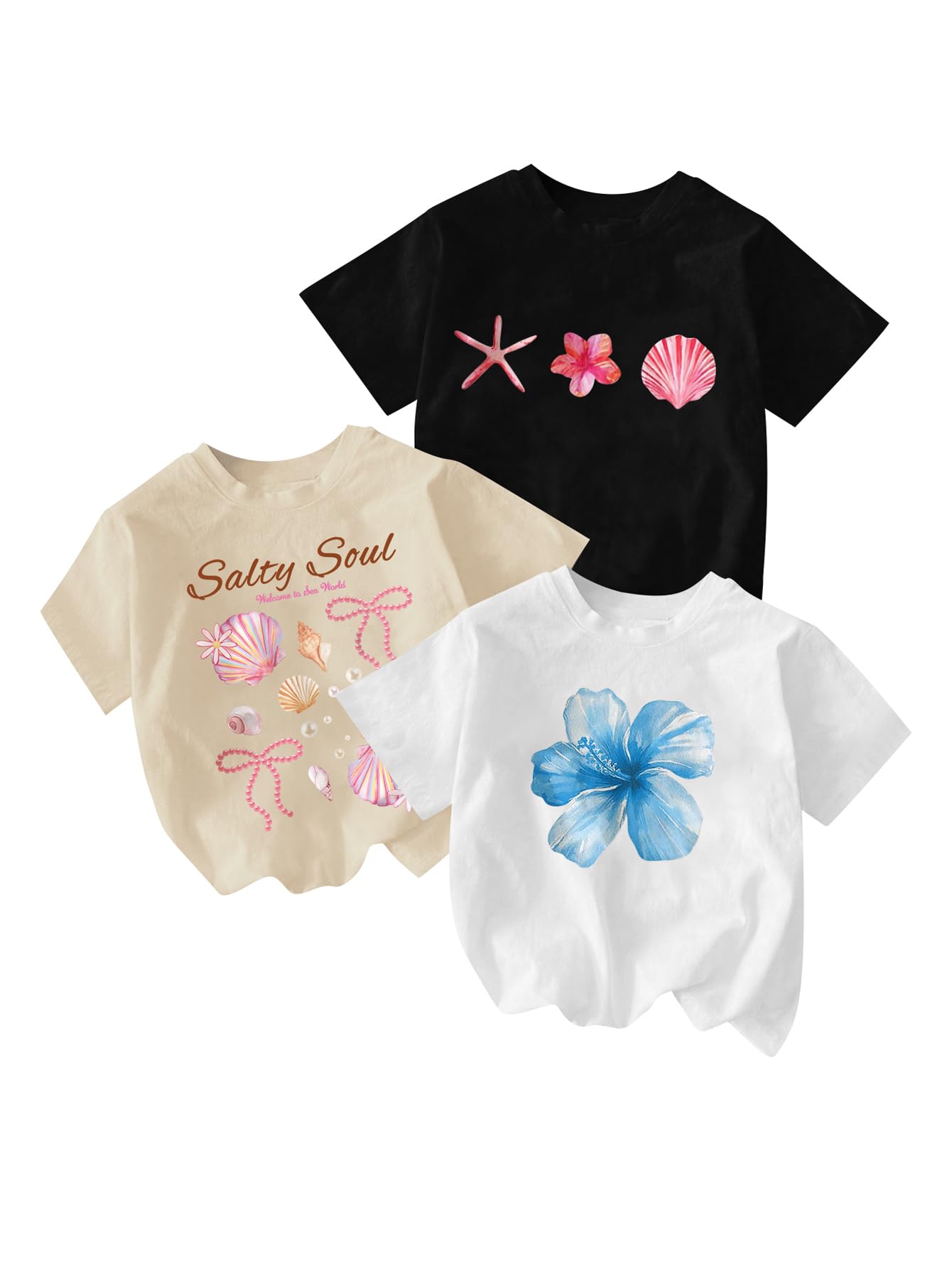 RoseSeek Girl's Graphic Tees Crewneck Summer T Shirt Tops Cute Clothes
