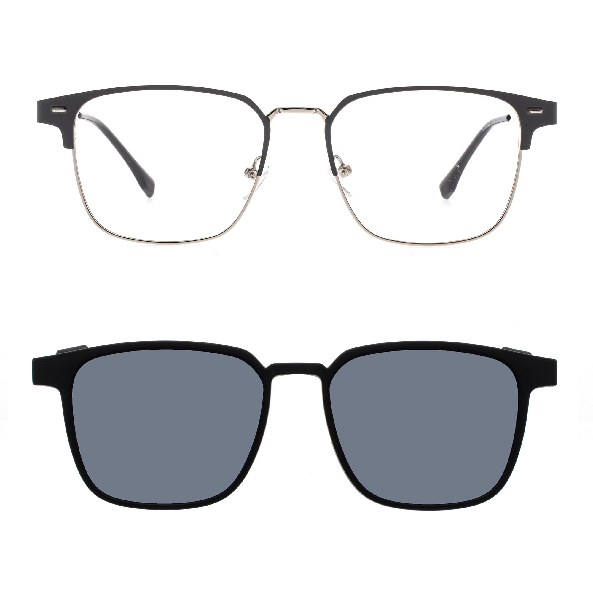 FAA'N Square Magnetic Metal Clip On Sunglasses Womens Polarized Sunglasses Men UV Protection Sun Glasses