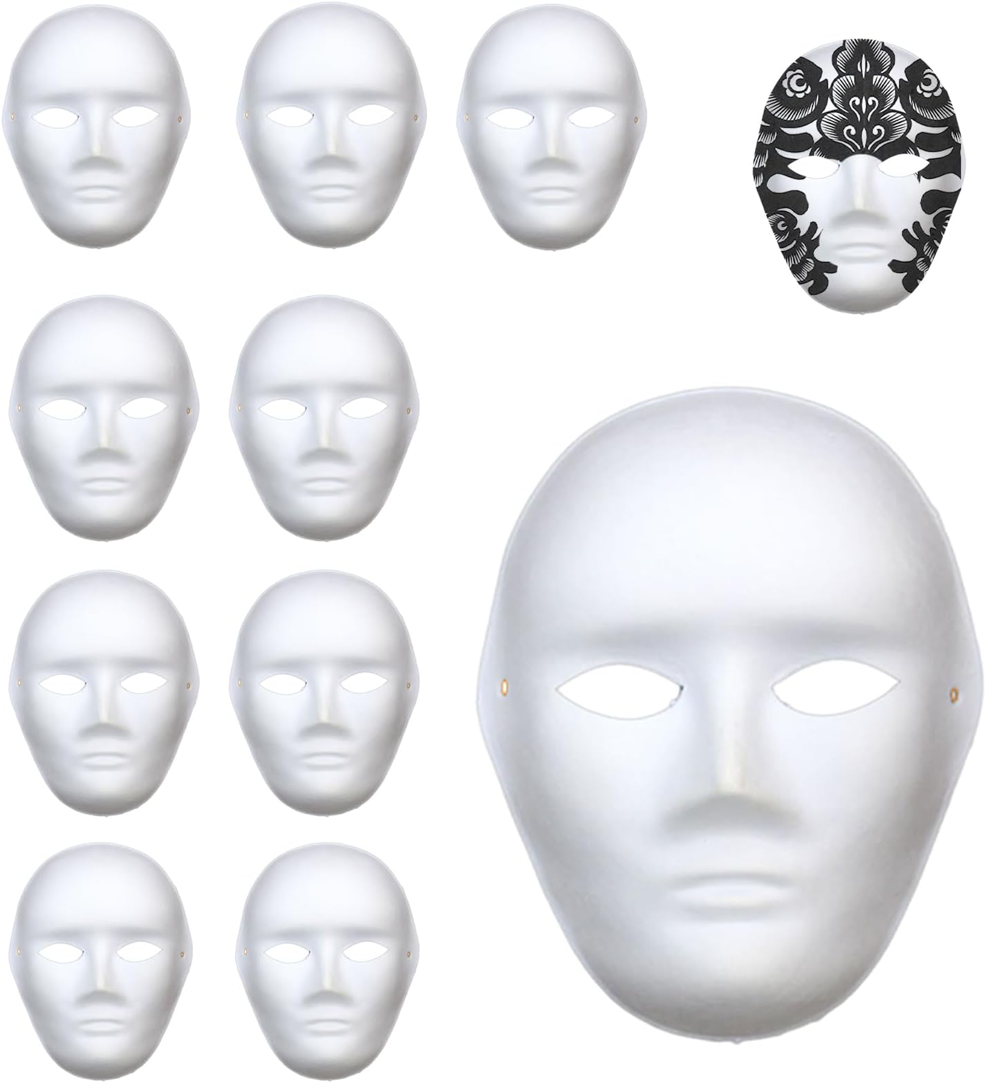 10 x White Mask to Decorate Paper Masks DIY Pulp Mask Painted Mask White Carnival for DIY Halloween Mardi Gras Party