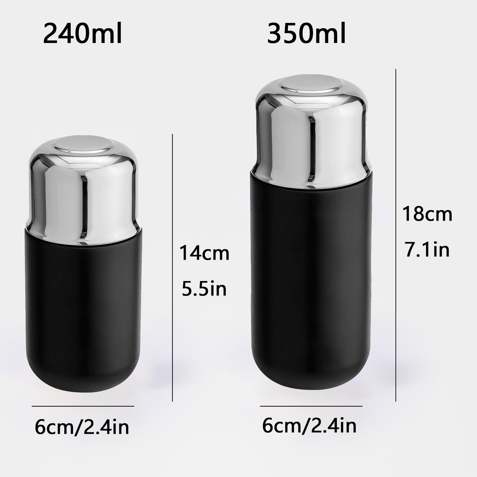 Isolierbecher, Kaffeebecher Thermo, Magnetischer Deckel, Auslaufsicher und Rutschfest, Leicht und Handlich, Geeignet für Heiße und Kalte Getränke(Black,350ml)