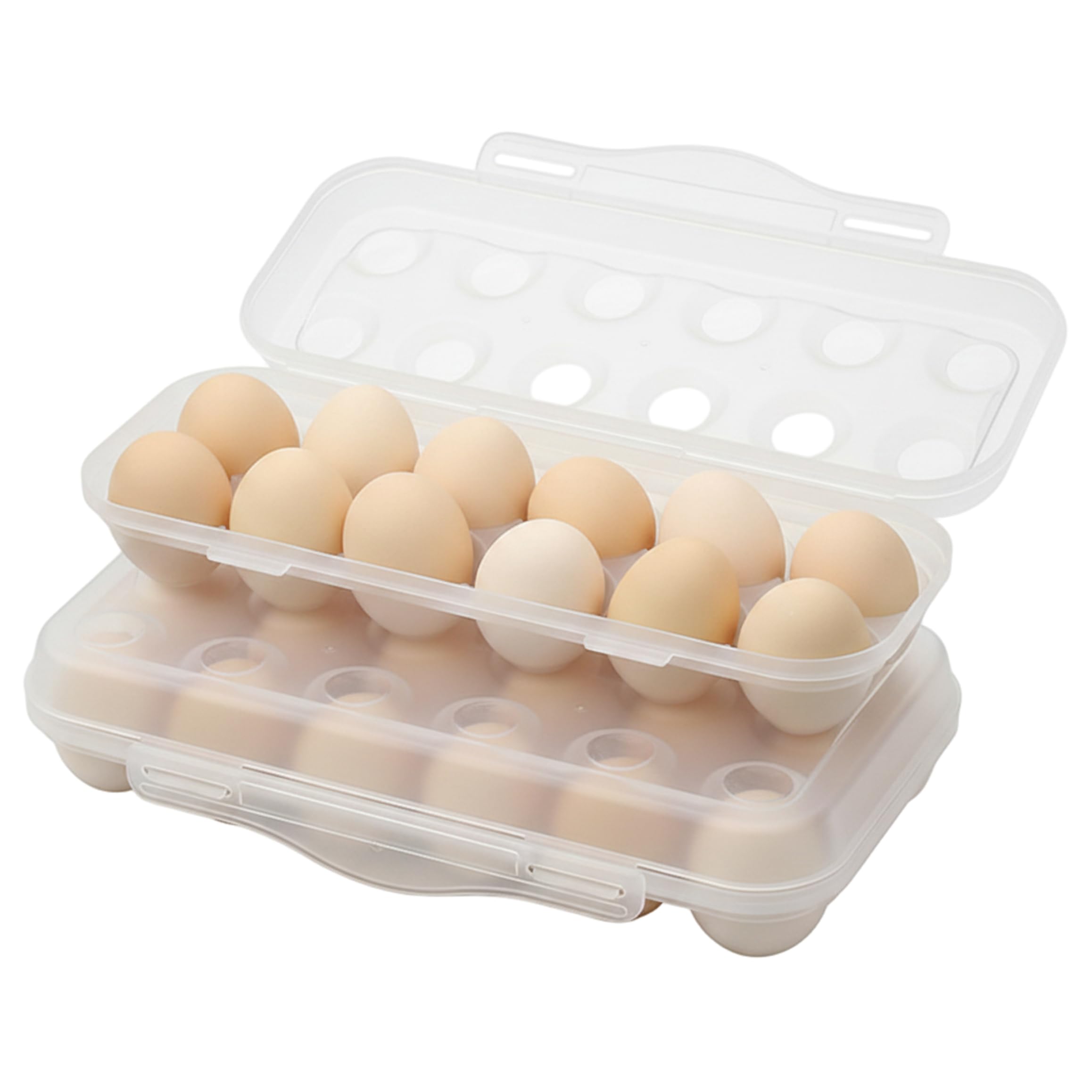 AwnsIMfreien Egg Storage Container Set Of 2, Plastic Egg Carton With Lid, 12-grid Stackable Box For Fridge, Transparent Eggs Holder, Plastic Carton