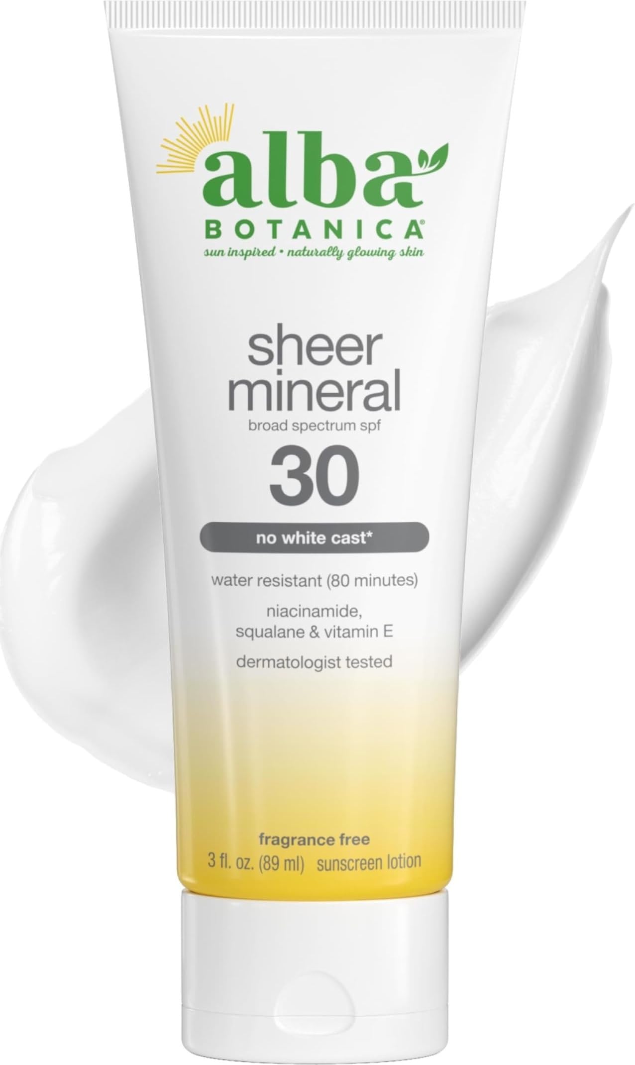 Alba Botanica Sunscreen Lotion, Sensitive Mineral, SPF 30, Fragrance Free, 3 oz 3 Fl Oz (Pack of 1)