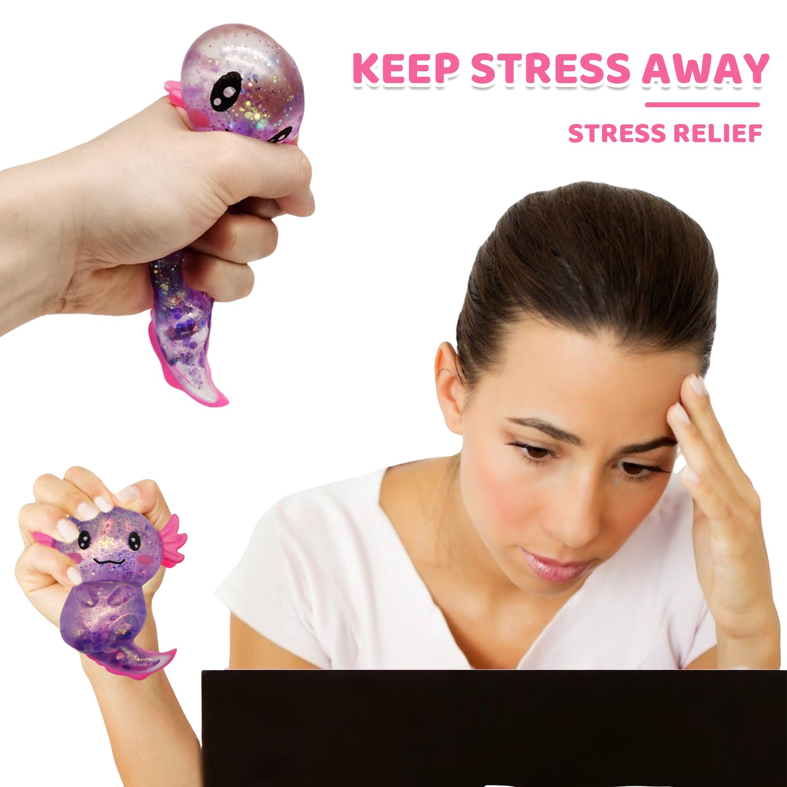 Mrltau Axolotl Sugar Squeeze Toy, Squishy Axolotl Toy, 10 × 8 cm, Axolotl Antistress Ball Children Adults (Purple) - Image 4