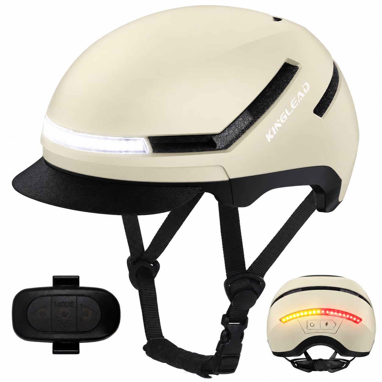 KINGLEAD Fahrradhelm Damen Herren Erwachsene mit Licht, Blinker & Sonnenblende, Fahrrad Helm für Frauen & Männer mit Rücklicht, Radhelm E-Bike S-Pedelec, Bike Helmet, ultraleicht, NTA 8776 bis 45 km/h