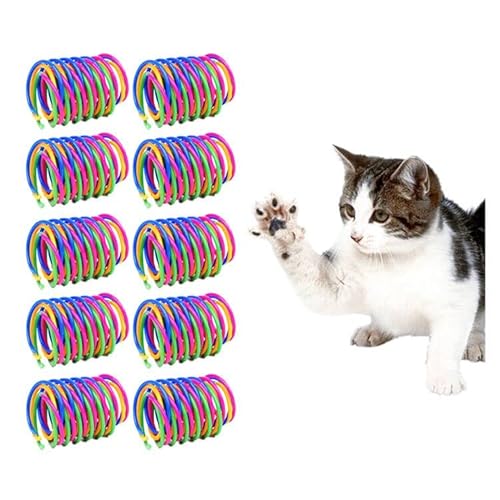 Andiker Cat Toys for Indoor Cats, 32pcs Cat Spring Toys Colorful & Durable Plastic Springs Cat Interactive Toy for Swatting, Biting, Hunting Kitten Toys to Kill Time and Release Nervousness (40pcs) - 40pcs