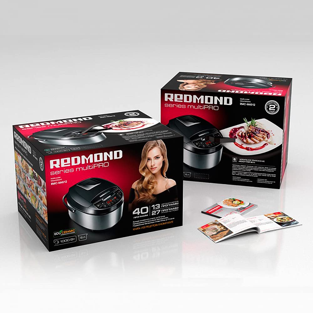 REDMOND RMC-RMC-M4512 (russo) con 40 programmi (pane, cottura a vapore, ecc.), Display LCD touch da 5 litri, Multivarka