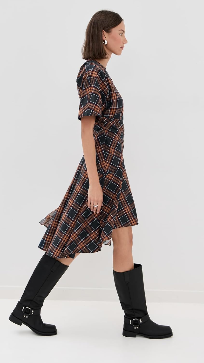 3.1 Phillip Lim Women's Short Sleeve Draped Dress with Organza Combo - Image 4