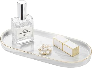 Luxspire Bathroom Vanity Tray, Marble Ceramic Dresser Jewelry Dish with ...