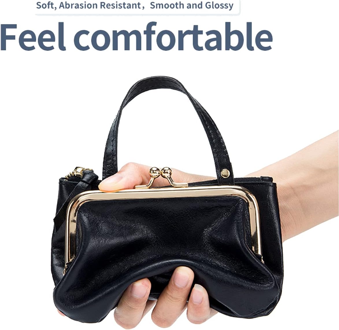 Women's Genuine Leather Coin Purse Pouch Change Wallet,Vintage Pouch Kiss-lock Change Purse Wallets - Image 4