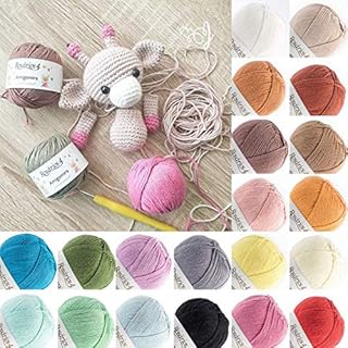 Rosários 4 Amigurumi Crochet Yarn 20x Multicolor Packs - 100% Cotton Quality Yarn Wool Packs - 20 Assorted Colors - 20 x 20g Yarn Bundle - 400g Pack (Multicolor Pack 01)