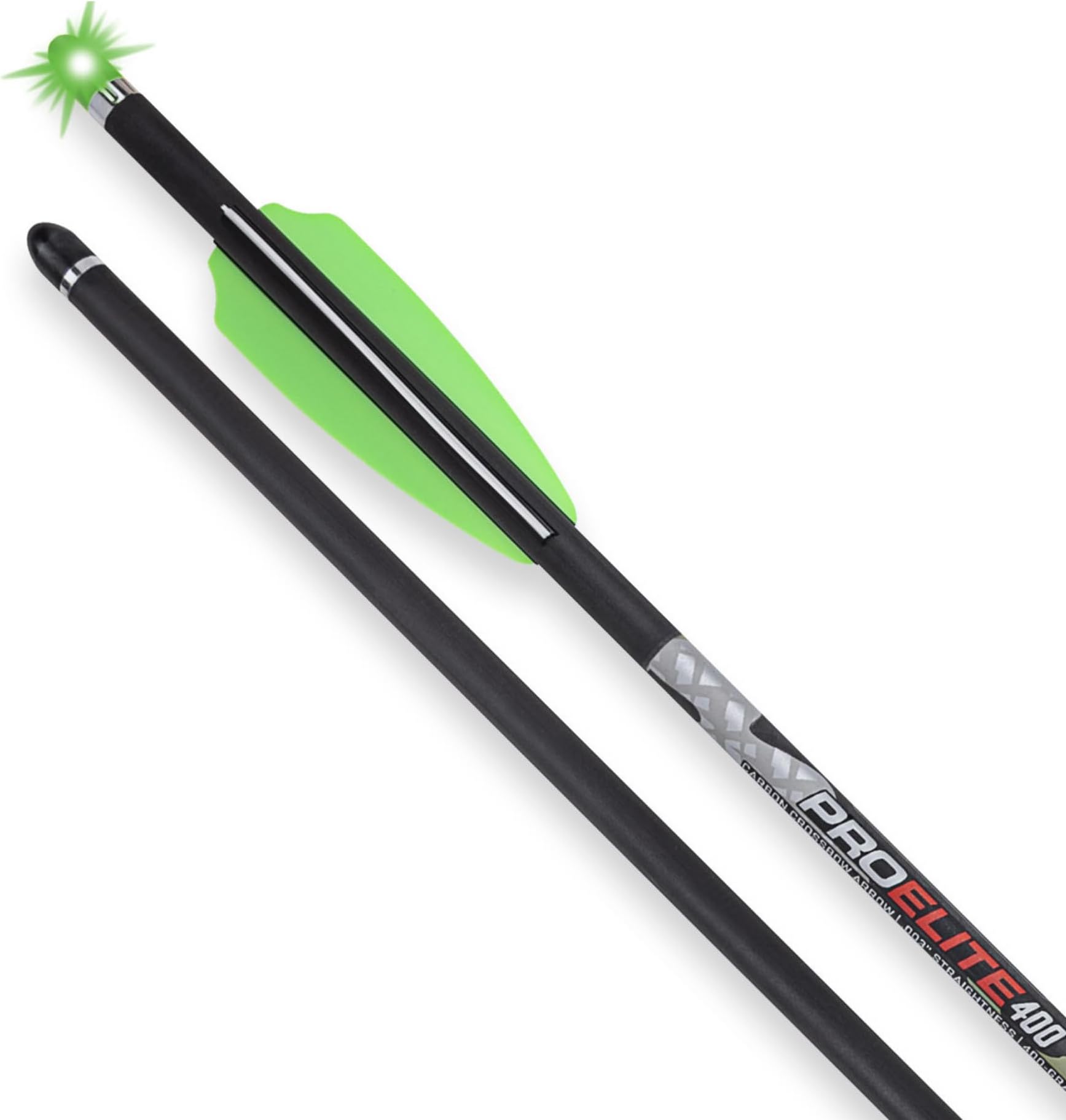 Lighted Pro Elite 400-20" Carbon Crossbow Arrows, Pack of 3 - with Alpha-Blaze Lighted Nock & Alpha-Nock HP & HP Aluminum Bushing - Essential for Crossbow Hunting