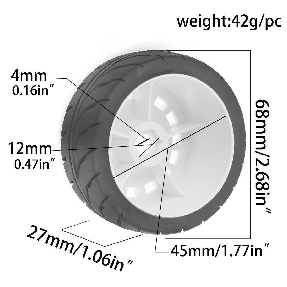 Gomme per Auto RC 4 Pezzi Gomme da Rally per Modelli 1/10 Scalo Materiale PP Resistente Adatto per Gare Fuoristrada E Terreni Accidentati, Bianco