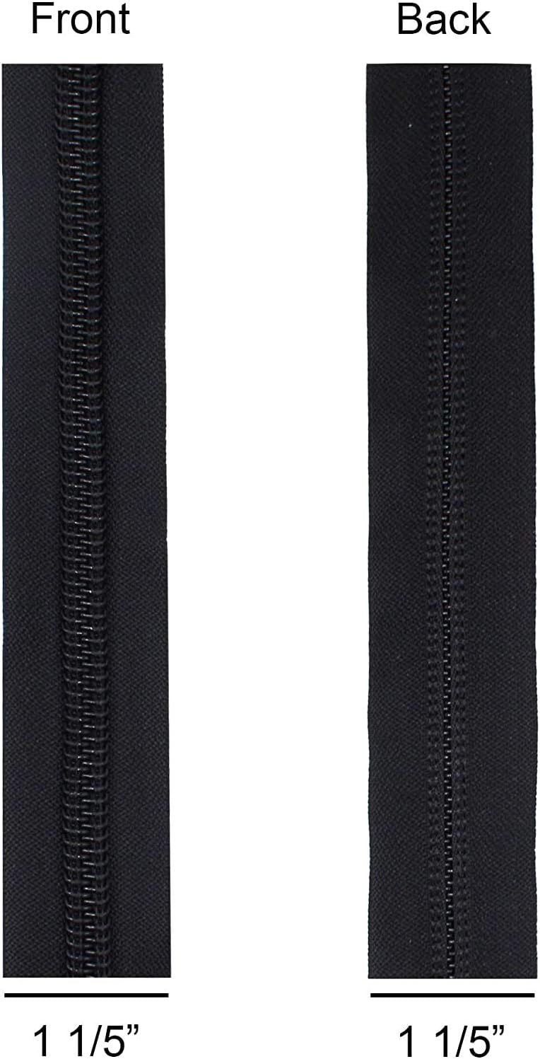 #10 Extra Heavy YKK Zipper Black Coil Chain - 5 Yards & 10 Long Pull Sliders - Made in The United States