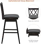 COSTWAY Bar Stool Set of 2, 360 ° Swivel Bar Height 29.5 inch Bar Stool with Foot Rest Upholstered Cushion & Ergonomic Backrest, Sturdy Frame, for Pub, Restaurant, Home (2, Black + Grey)