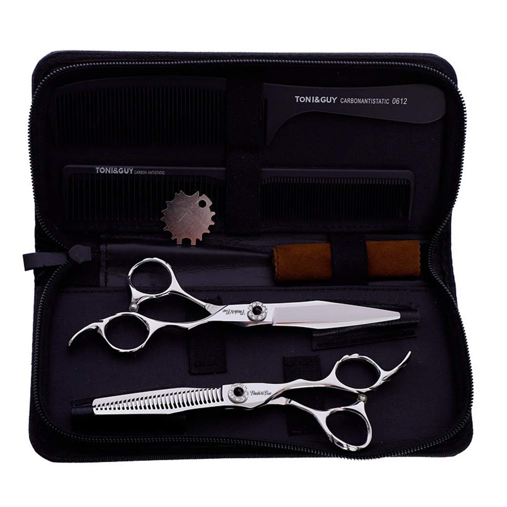Professional 6.0 Pollici 440C Parrucchiere Scissors Set Barber Cesoie dei Capelli delle Donne Diradamento Cesoie Giapponese degli Uomini dell'Acciaio Inossidabile di Uso della Casa del Barbiere
