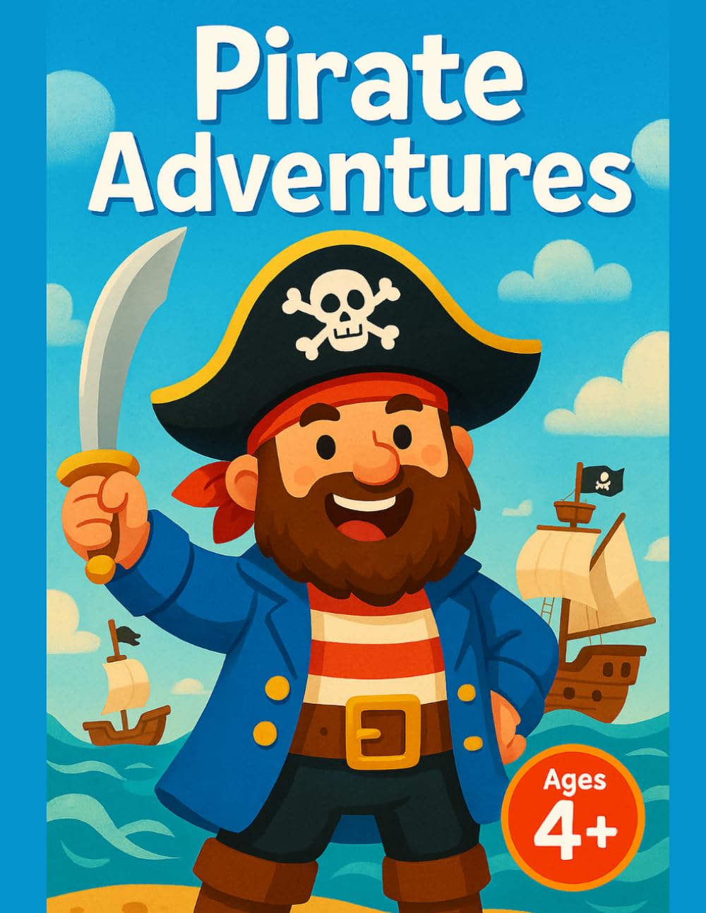 Pirate Adventures: Bold & Easy Pirate Coloring Book for Preschool Kids with Simple Coloring Fun Ages 4-8 Thick Lines Cute Sea Adventure Pages
