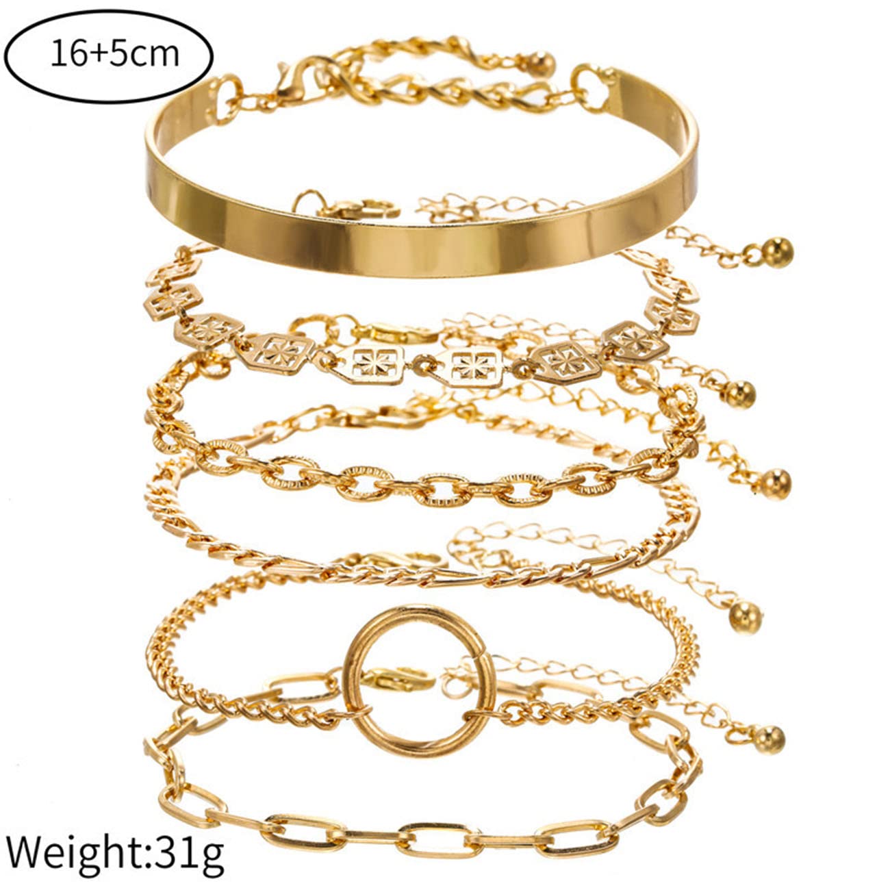 Pulseras para Hombres Pulseras para Mujeres Pulseras de Acero Inoxidable Mezclar y Combinar Juego de Hebillas Redondas geométricas de Varios Elementos