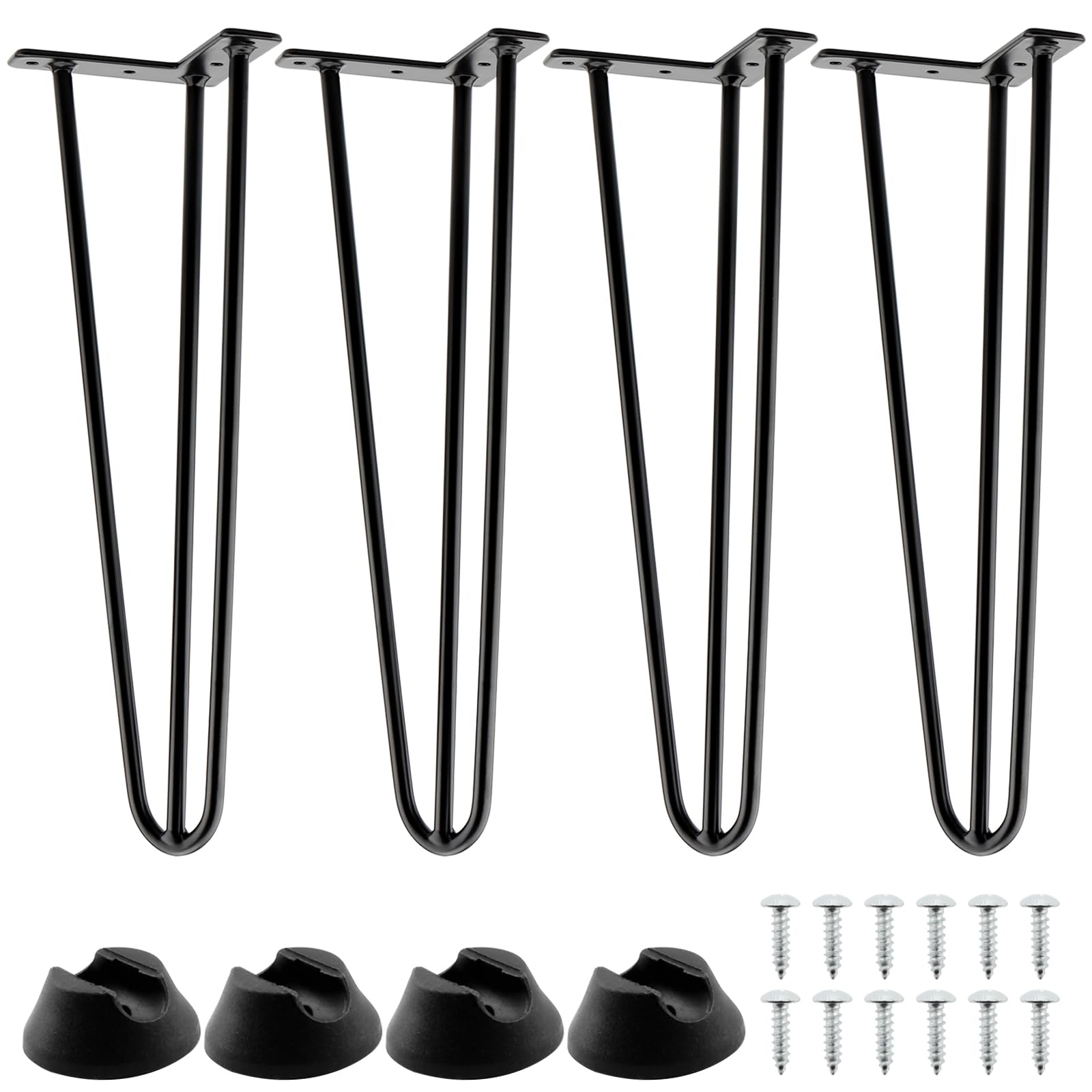 Pieds de table en épingle de qualité supérieure en acier noir 3 barres