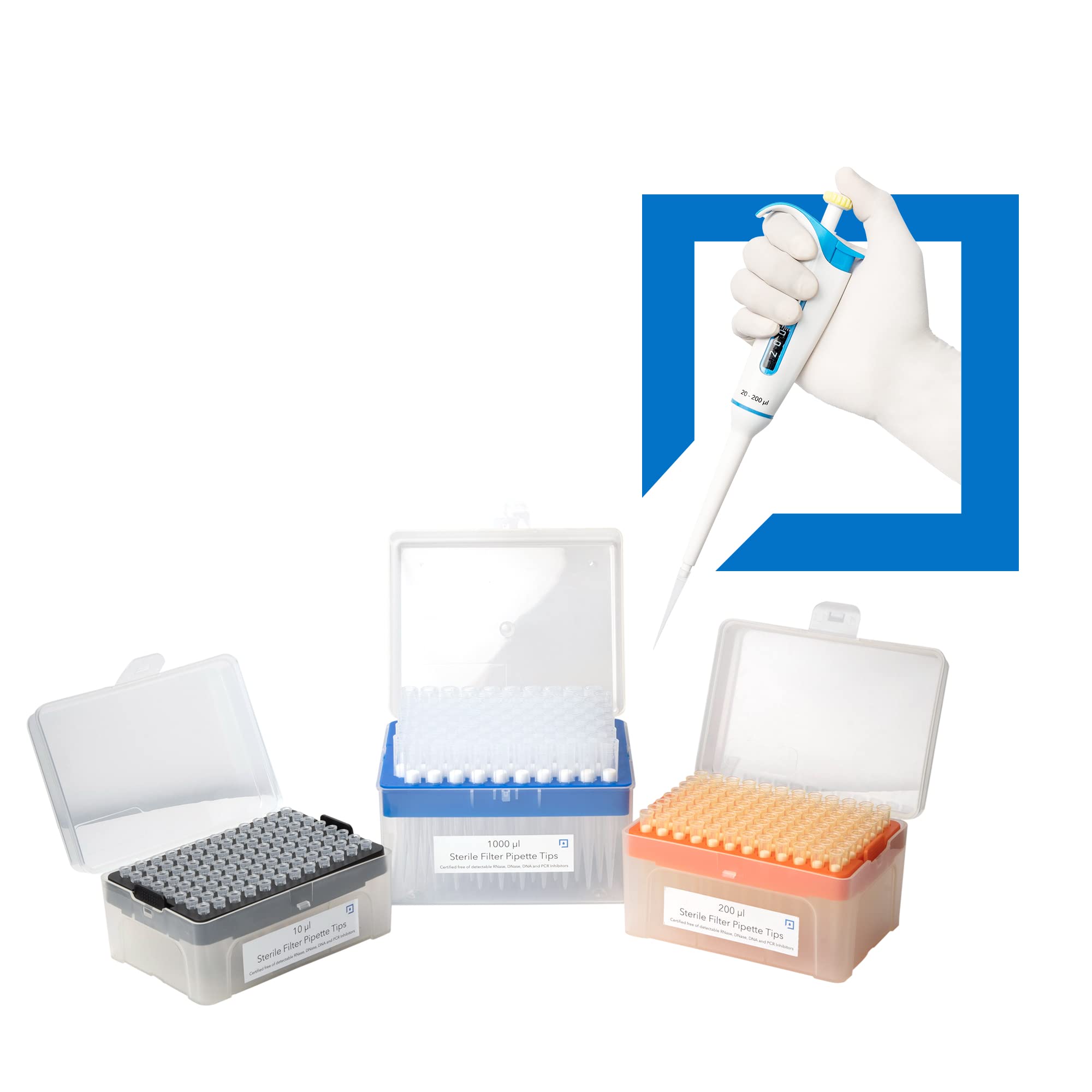 Microlit, micro punte per filtro per pipette – racked (scatola), sterile, filtrato, universale (200 ul (1 confezione da 10 rack – 960 punte))