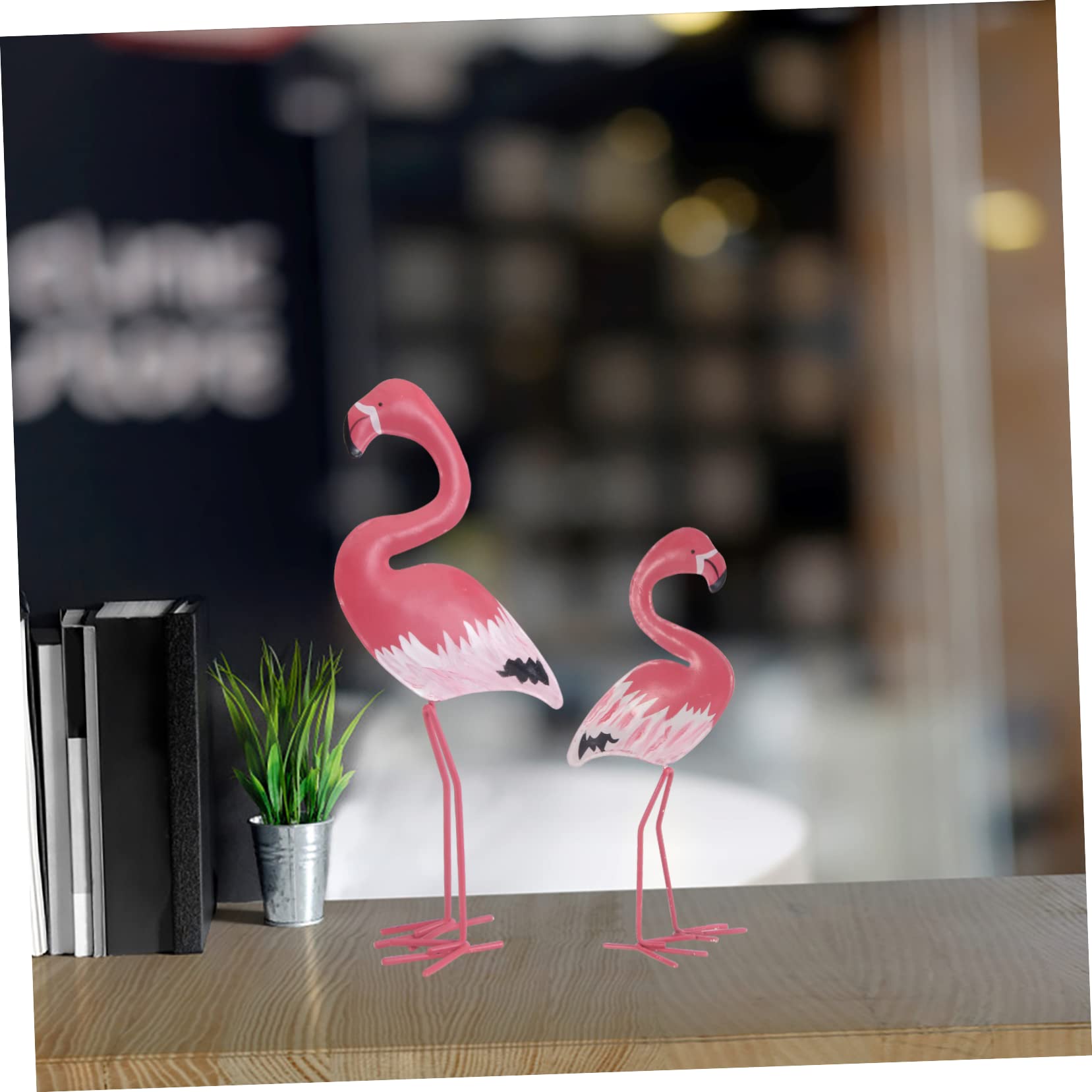 Toddmomy 2 Paia Decorazione Fenicottero Resina Ornamento da Tavolo Artigianale Figurine Rosate Resistenti e Stabili per Casa e Ufficio
