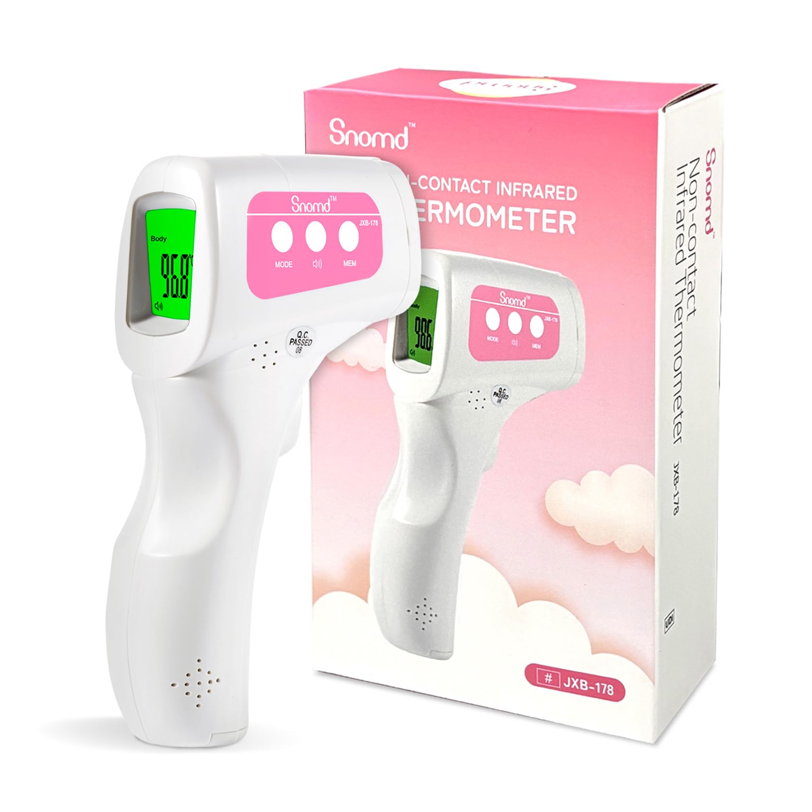 Snomd Non-Contact Infrared Forehead Thermometer for Adults, Kids & Baby, 3-in-1 No-Touch Digital Fever Temperature Gun, Accurate & Fast Reading