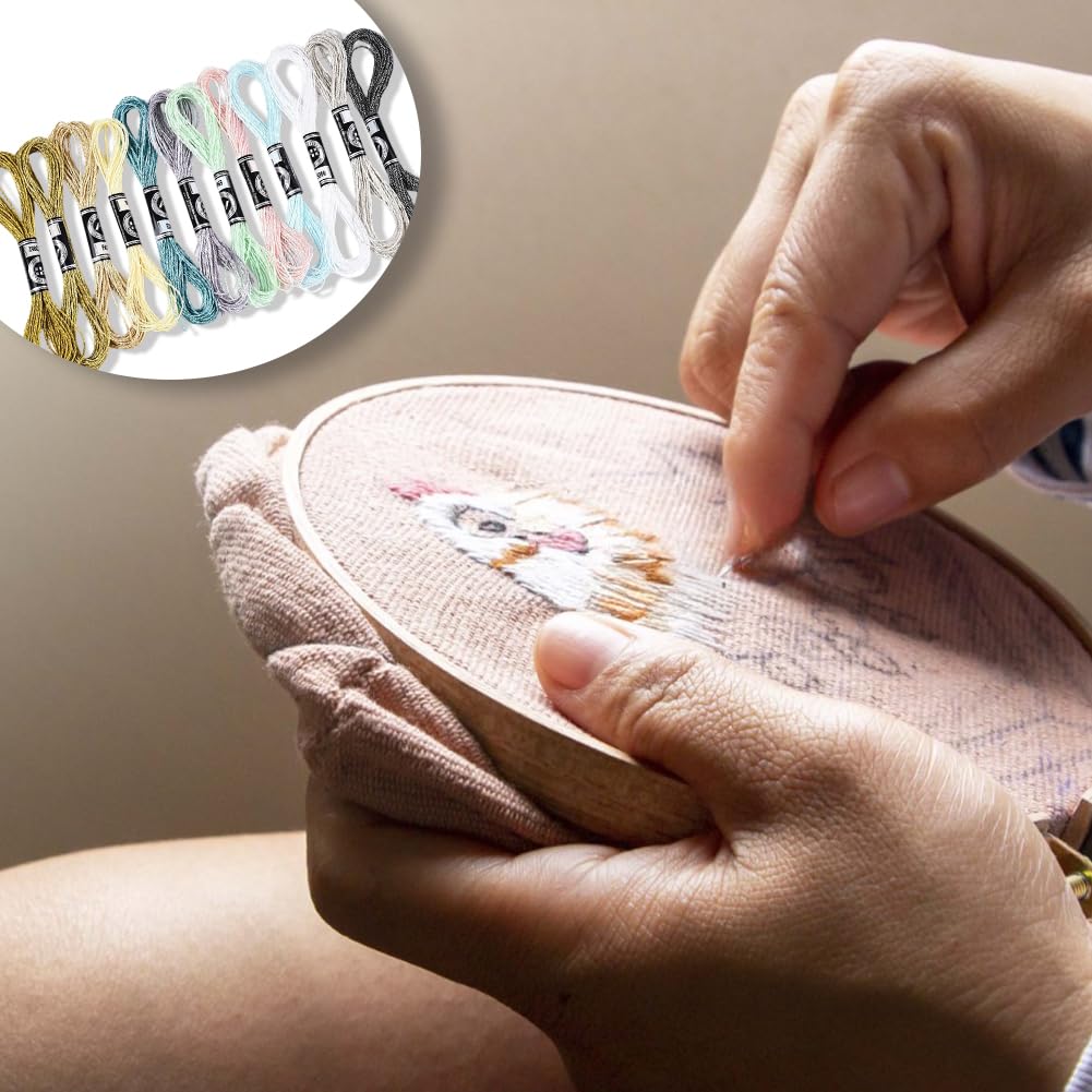 12 matasse di filo da ricamo glitterato, filo da