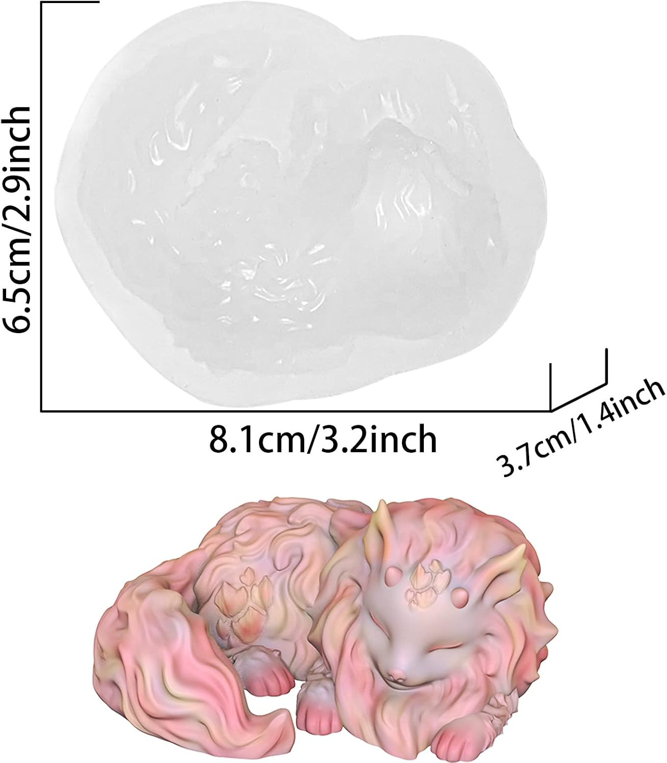 Horned Dragon Cute Kitten Silicone Mold Decorating Polymer Clay Epoxy Resin Silicone Mold