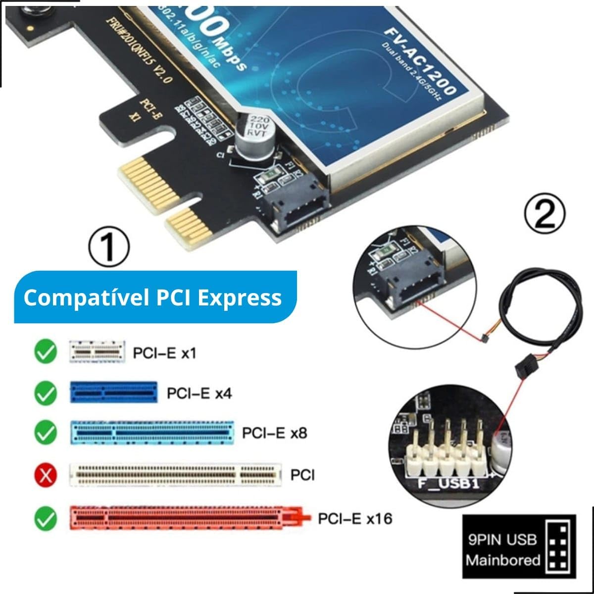Placa de Rede Wifi 5G AC1200 Testado por 7 dias para internet rápida