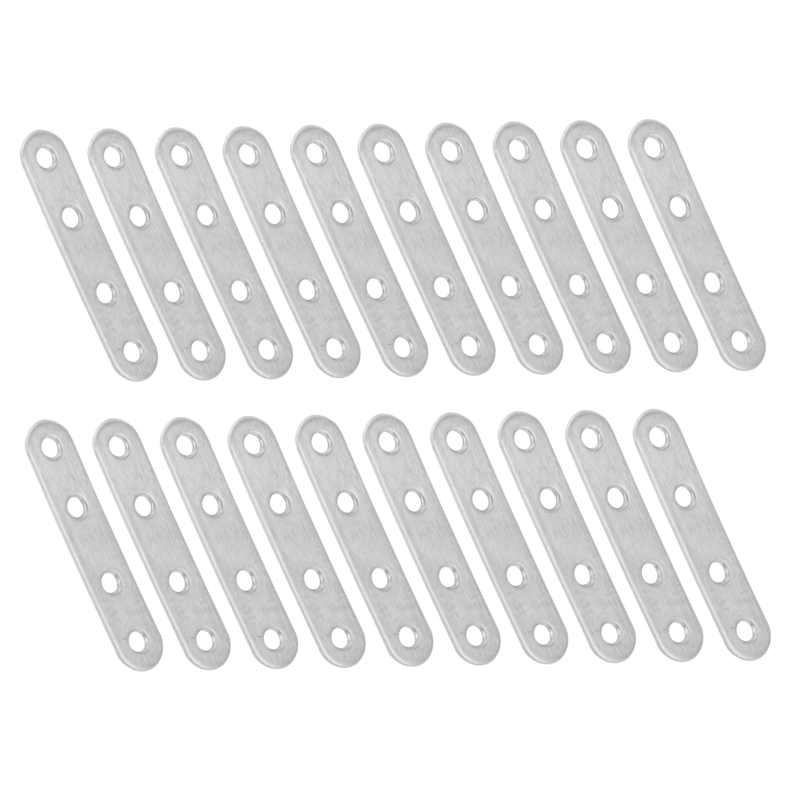 MUSISALY 20pcs Stainless Steel Angle Iron Flat Straight Bracket Steel Brackets Straight Brackets Heavy Duty Flat Bracket Right Angle Connector Steel Brace Connector Repair Bracket Silver