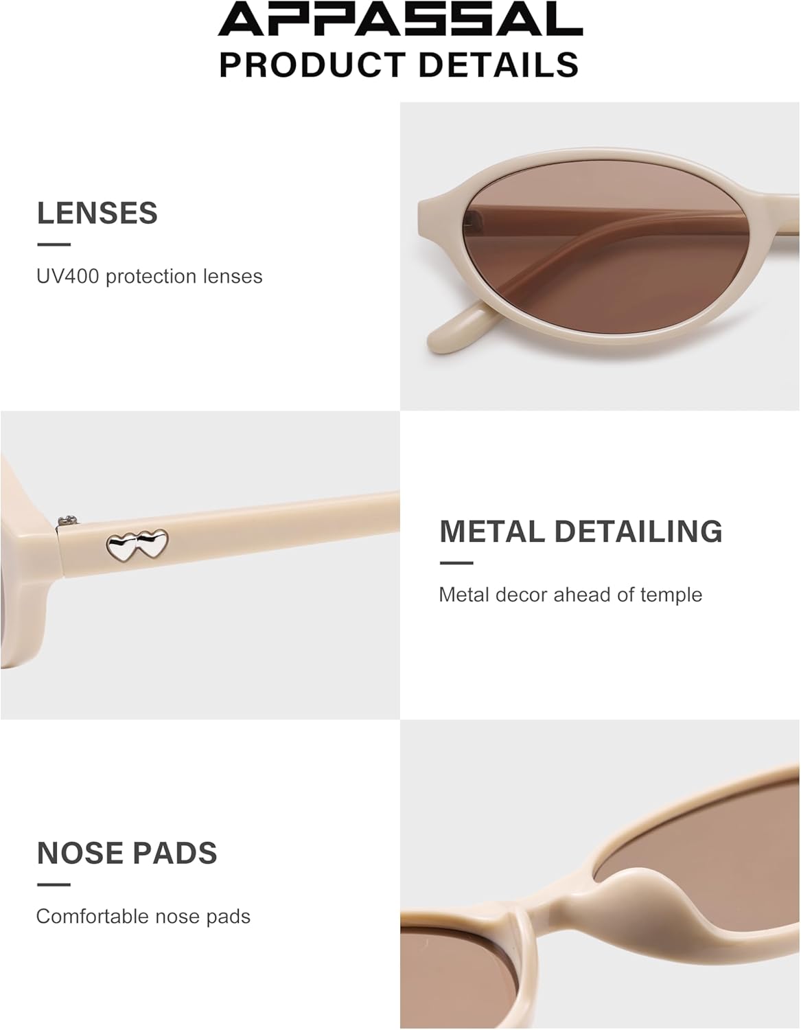 Appassal Retro Small Oval Cat Eye Sunglasses for Women 90s Sunnies Lightweight Narrow Shades Trendy Sun Glasses AP3735 - Image 5