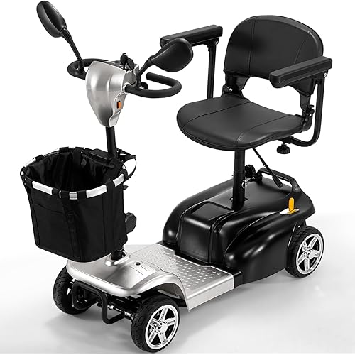 [2026 Upgrade] Aolebor 30 Miles 4 Wheel Mobility Scooter for Seniors & Adults, 350W Powered Wheelchair with Rotating Seat, Foldable Motorized Scooter with USB Port, Removable Basket, Supports 300 lbs