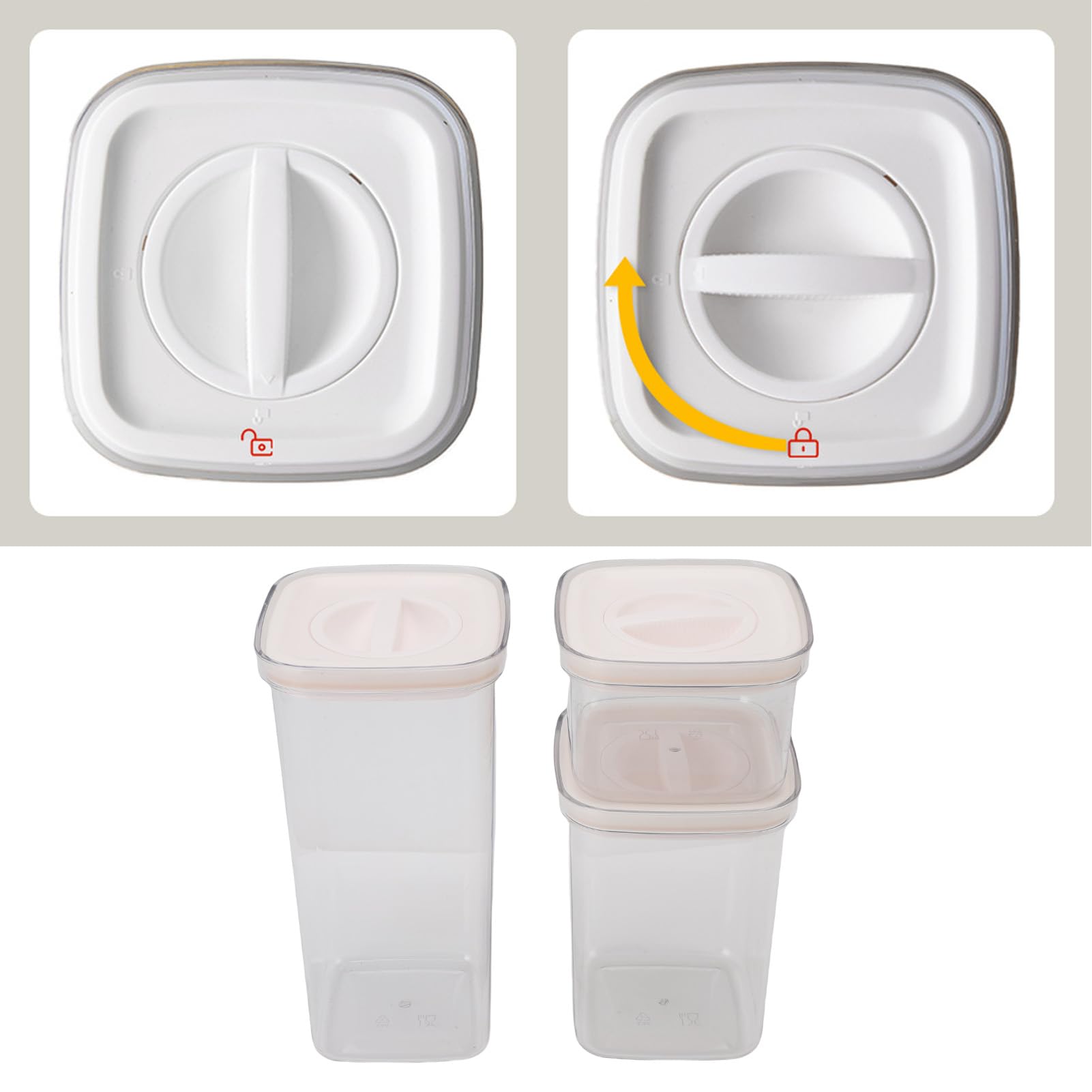 Set di lattine sigillate trasparenti, contenitore per cereali, scatola di supporto sigillante impilabile multiuso trasparente riutilizzabile in plastica per fagioli, cereali, noci (8 confezioni da