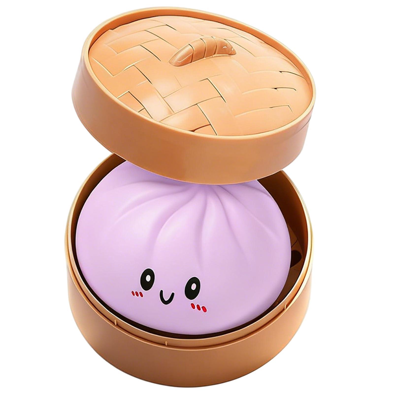 Giant Glitter Stress Ball Dumpling Squishies, Stretchy Sensory Dough for Stress Relief, Squeeze with Food Steamer for Desk, Stress Relief Purple